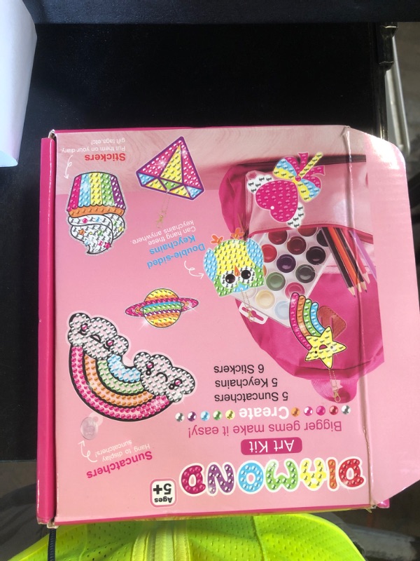 Photo 1 of BANBBUR 16 Pcs Gem Art for Kids Age 4-8 8-12,Kids Crafts 5D Gem Diamond Art Kit with 5 Suncatchers/5 Keychains/6 Magical Stickers,Painting Art Crafts for Christmas