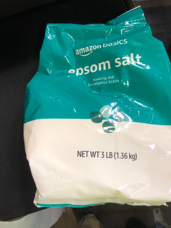 Photo 1 of Amazon Basics Epsom Salt Soaking Aid, Eucalyptus Scented, 3 Pound (Previously Solimo)
