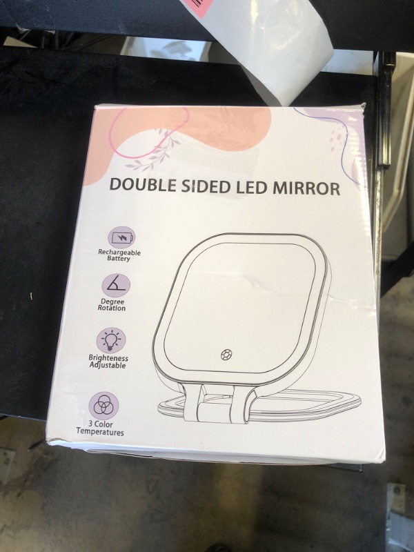 Photo 1 of DESCHEN Rechargeable Travel Makeup Vanity Mirror with Lights and Magnification, Portable 1X/10X Magnifying Mirror with 3 Color Light, Lighted Makeup Mirror with Magnification, Folding LED Desk Mirror