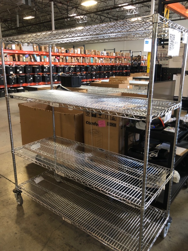 Photo 1 of Nexel® 4 Shelf Truck, Chrome, 60"W x 24"D x 69"H, Polyurethane Stem Casters, 4 Swivel
