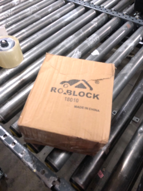 Photo 1 of ROBLOCK Heavy Duty Wheel Chocks, Rubber Wheel Block Non-Slip Base with Nylon Rope Yellow Reflective Tape - 1 Pair Black, Wheel Stoppers for Travel Trailers, RV, Aircraft, Car, Camper, Truck