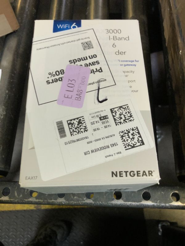 Photo 1 of NETGEAR WiFi 6 Mesh Range Extender (EAX17) – Add up to 1,500 sq. ft. and 20+ Devices with AX3000 Dual-Band Wireless Signal Booster & Repeater (up to 3.0Gbps Speed) – WPA Security, Smart Roaming