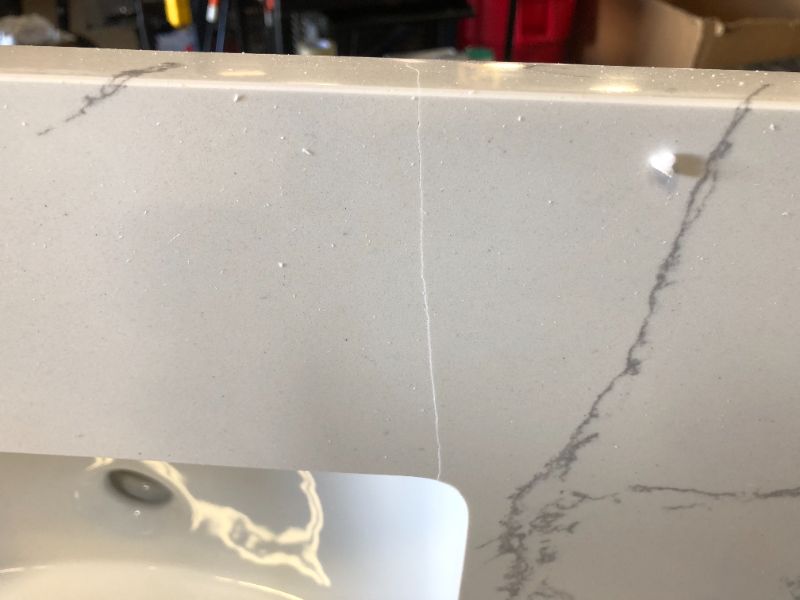 Photo 1 of LOCALAND 48"x22 " Vanity Top, Engineered Stone Composite White Rectangular Single Sink Vanity Top, Vanity Top with Sink in Calaeatta Pearl, Sink Top with 8 Inch Widespread Faucet Hole and Backsplash