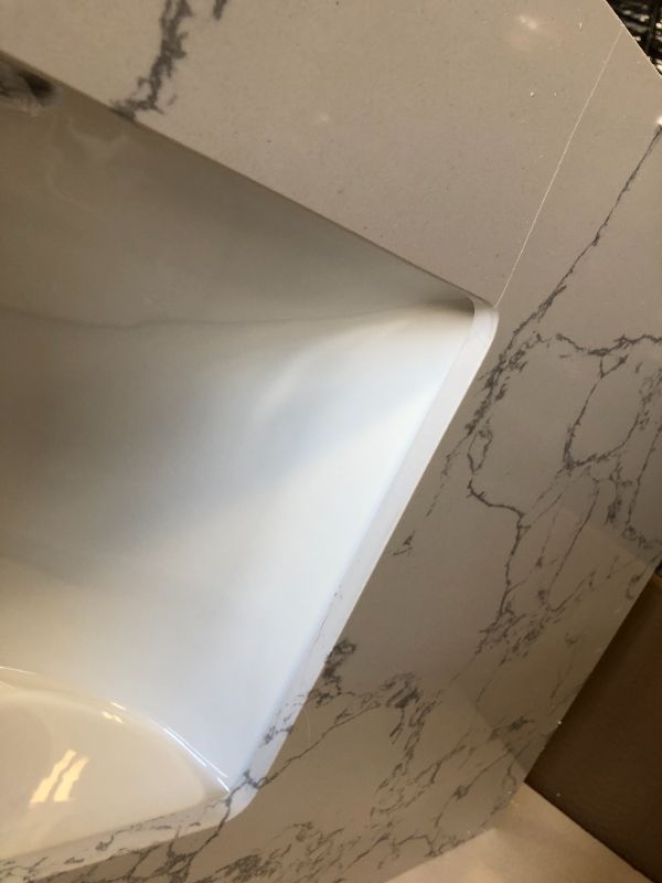 Photo 1 of LOCALAND 48"x22 " Vanity Top, Engineered Stone Composite White Rectangular Single Sink Vanity Top, Vanity Top with Sink in Calaeatta Pearl, Sink Top with 8 Inch Widespread Faucet Hole and Backsplash