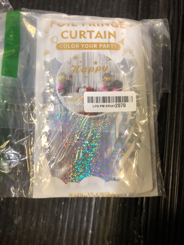 Photo 1 of Tinsel Foil Fringe Curtains Wavy Backdrop for Parties Sparkle Metallic Wavy Foil Fringe Backdrop Curtain for Party Decorations Photo Booth Props for Birthday Graduation Wedding