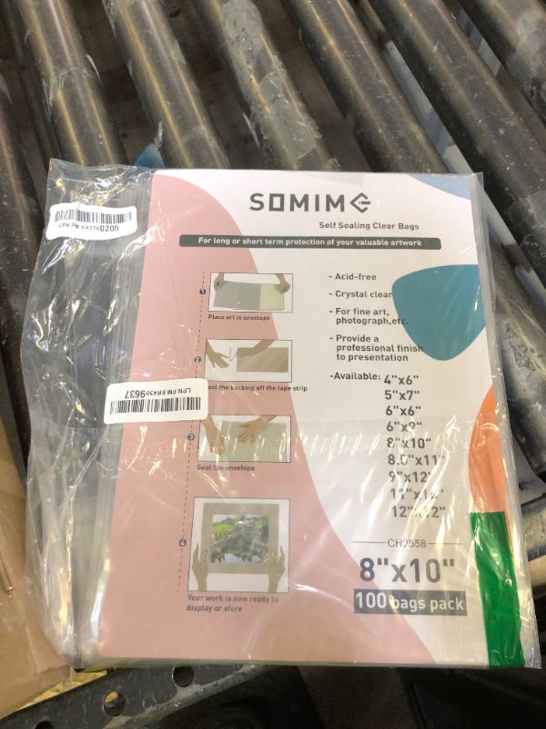 Photo 1 of Somime Acid-Free Picture Sleeves, 100Pack Crystal Clear Storage Bags for 8x10 Art Prints, Pictures, Photos, Frame Mats (Bag Size: 8 1/2" x 10 3/8")