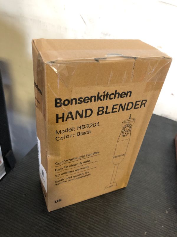 Photo 1 of Bonsenkitchen Hand Blender, Immersion Blender with 2 Mixing Speed, Electric Handheld Mixer Portable Stick Mixer with Stainless Steel Blades for Soup, Smoothie, Puree, Baby Food
