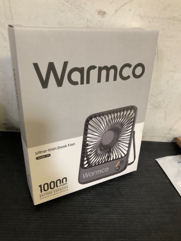 Photo 1 of Warmco 10000mAh Portable Travel Fan 7-inch, [10-24H Runtime] Ultra-thin Digital Display Small Desk Battery Operated Fan for Camping, Office, Bedroom, Cruise Essentials 2025