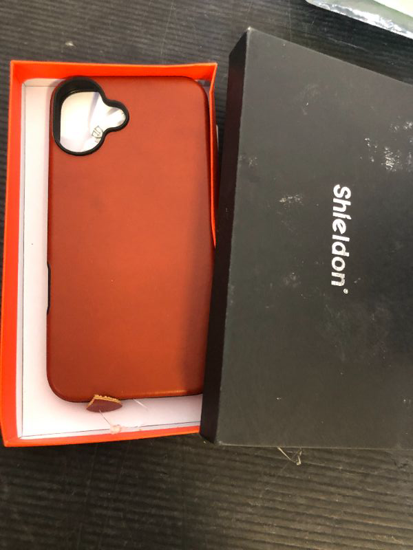 Photo 1 of SHIELDON Genuine Leather Case for iPhone 16 Plus 6.7"- Retro Brown