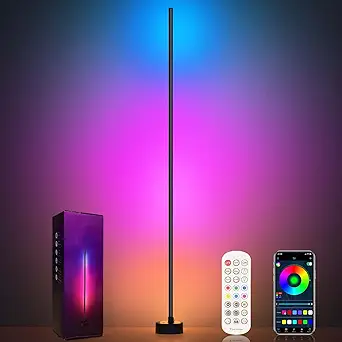 Photo 1 of Corner Floor Lamp - Smart RGB LED Corner Lamp with App and Remote Control, 16 Million Colors & 68+ Scene, Music Sync, Timer Setting - Ideal for Living Rooms, Bedrooms, and Gaming Rooms