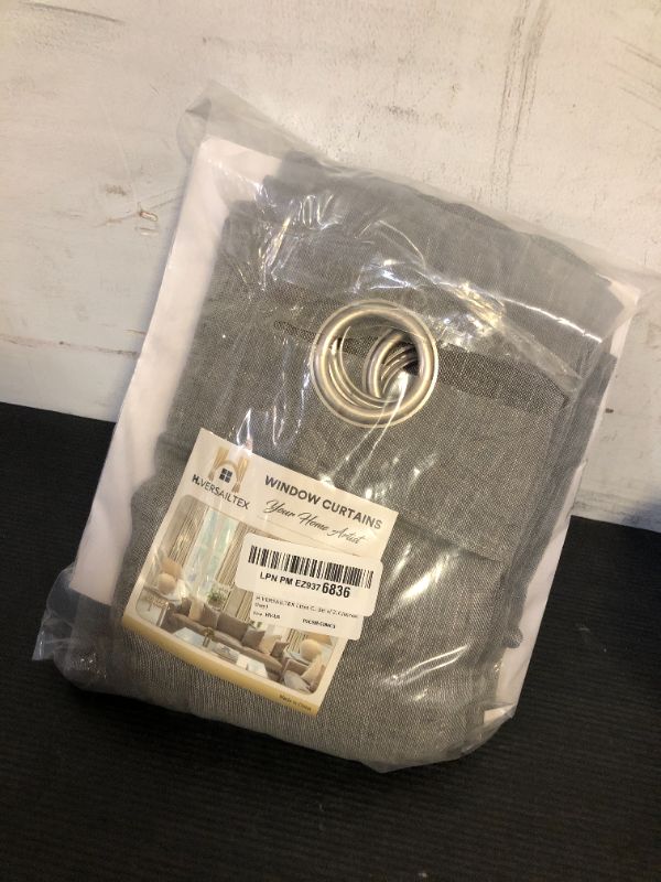 Photo 1 of H.VERSAILTEX Linen Curtains Flax Linen Blended Curtain Panels for Living Room/Bedroom Semi Sheer Privacy Curtains 84 inch Length 2 Panels Set Nickel Grommet Window Drapes(Set of 2, Charcoal Grey)
