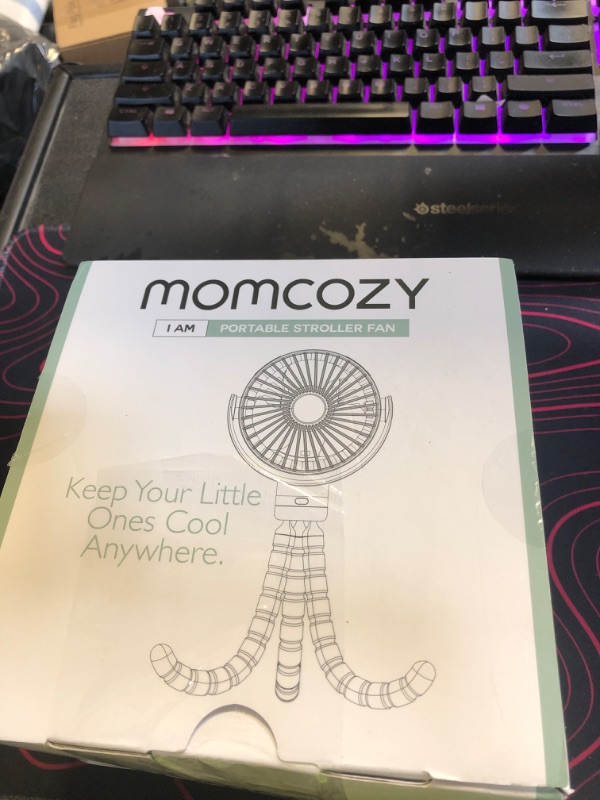 Photo 1 of Momcozy Portable Stroller Fan, 8000mAh, 27H Ultra-long Battery Life, Detachable 4 Speed 360°Rotate, LED Night Light with 2 Modes, USB Rechargeable Handheld Cooling Fan for Travel, Car Seat, Bedroom