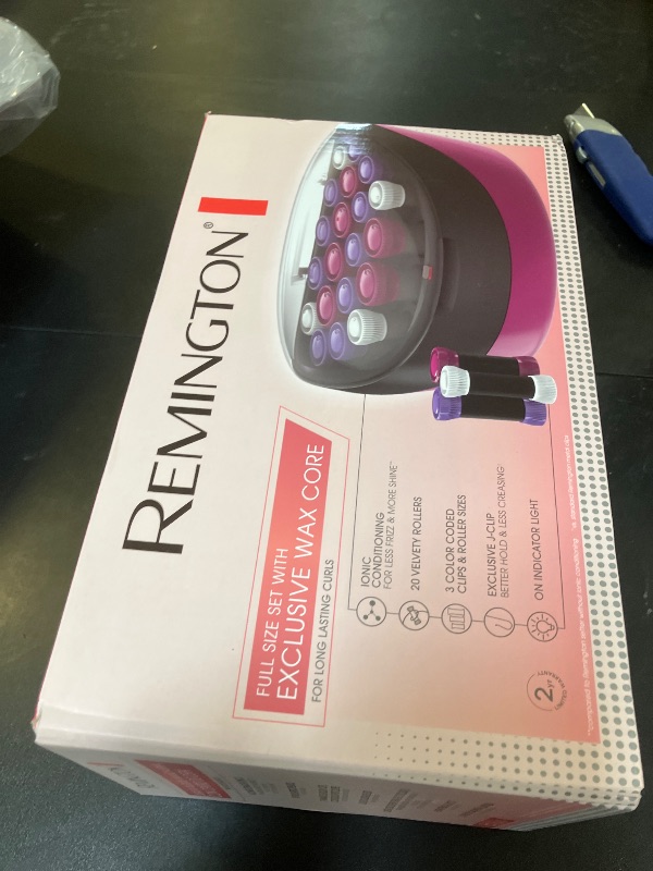 Photo 1 of Remington Ionic Conditioning Hair Setter, 20 Velvet Hair Rollers, 6 Large (1¼”), 10 Medium (1"), 4 Small (¾”), Blowout Style Hair Curlers