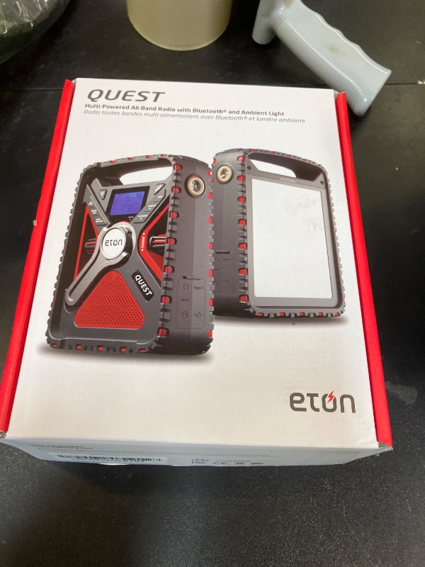Photo 1 of Eton Quest Hand Crank NOAA Weather Radio, All Band Emergency Radio, AM/FM Shortwave Storm Radio, Bluetooth, Ambient Light, Phone Charger, RDS, Solar, Flashlight, Camping, Hiking   