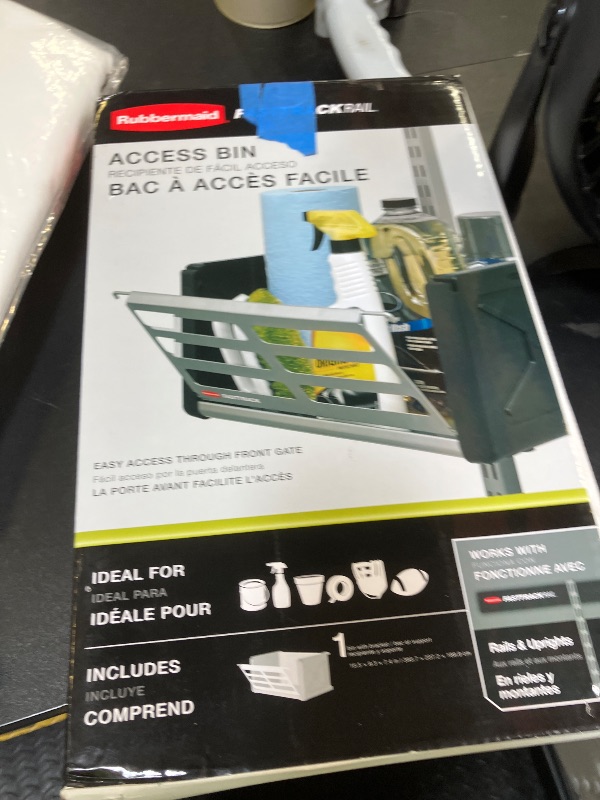 Photo 1 of Rubbermaid FastTrack Rail Access Bin Garage Organization Bin for Sports Equipment/Gardening Supplies/Shed/Home/Garage/Item Storage
