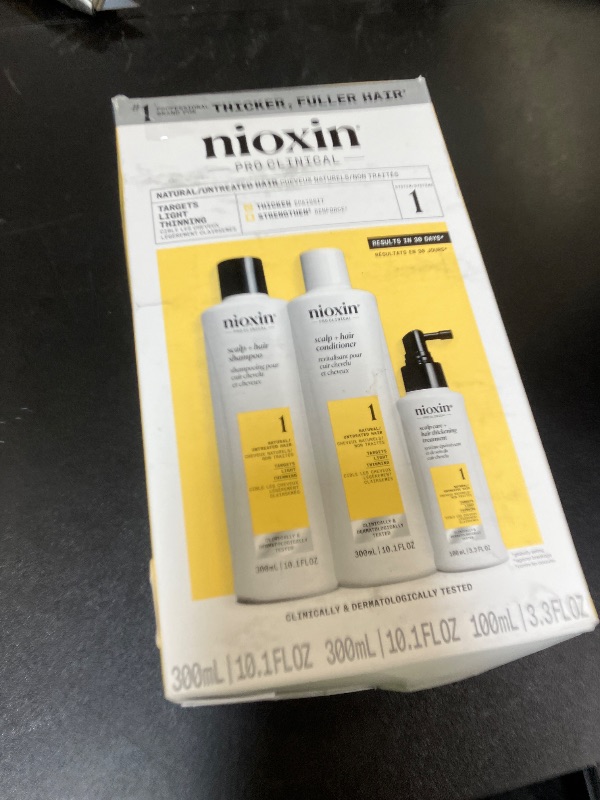Photo 1 of Nioxin Scalp + Hair Thickening System 1 | For Natural or Untreated Hair with Light Thinning |With Niacinamide and Biotin | Full Size | 3 Month Supply
