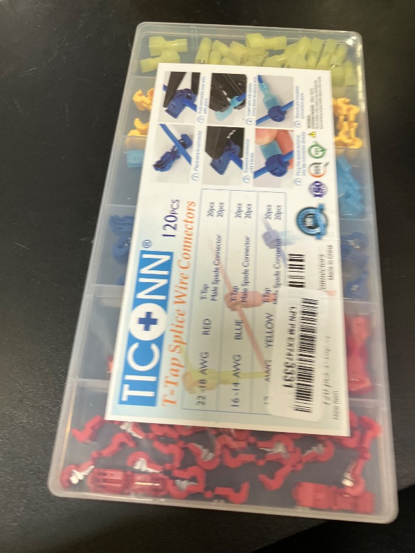 Photo 1 of TICONN 120Pcs T Tap Wire Connectors, T Wire Quick Splice Connector, T Connectors for Wiring with Storage Case (120Pcs)