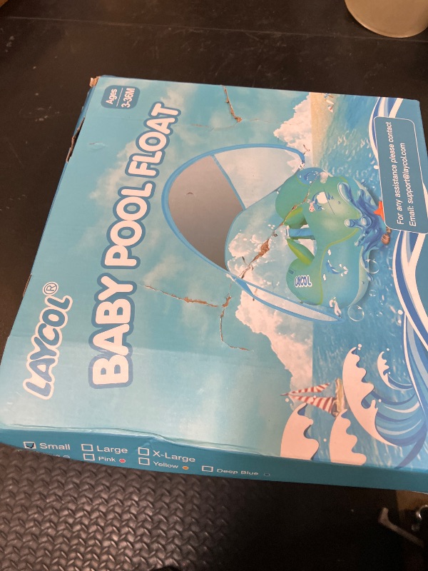 Photo 1 of LAYCOL Baby Swimming Float Inflatable Baby Pool Float Ring with Sun Protection Canopy,add Tail no flip Over for Age of 3-36 Months