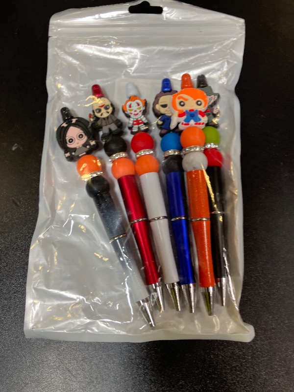 Photo 1 of 7PCS Horror Beadable Pens Horror Movie Pens Refillable Novelty Ballpoint Pen Set Halloween Spooky Pen Horror School Office Desk Accessories Gift for Adults