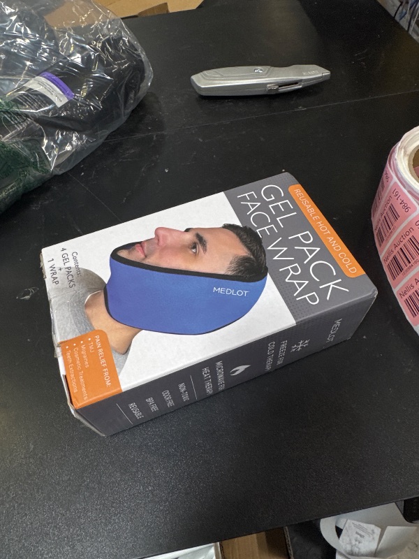 Photo 1 of LotFancy Face Ice Pack Wrap for TMJ, Wisdom Teeth, with 4 Reusable Hot Cold Therapy Gel Packs, Pain Relief for Head, Oral and Facial Surgery, Dental Implants, Blue