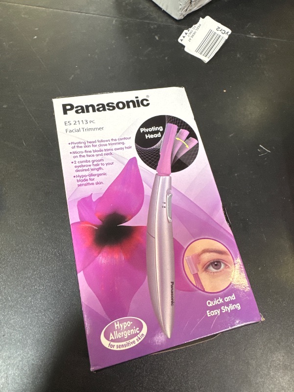 Photo 1 of Panasonic Women’s Facial Hair Remover and Eyebrow Trimmer with Pivoting Head, Includes 2 Gentle Blades for Brow and Face and 2 Eyebrow Trim Attachments, Battery-Operated – ES2113PC