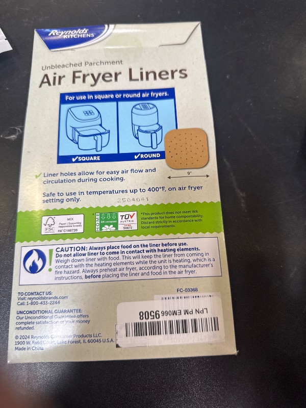 Photo 1 of Reynolds Kitchens Air Fryer Liners Disposable, Unbleached Parchment Paper Sheets, 50 Count