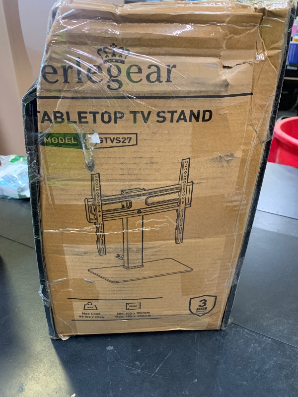 Photo 1 of Perlegear Universal Swivel TV Stand with Power Outlet, Tabletop TV Stand for 32–60,65 Inch TVs up to 88 lbs, Tempered Glass TV Mount Stand Base with Height Adjustment, Tilt, Max VESA 400x400mm,PGTVS27