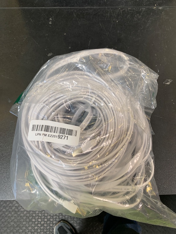 Photo 1 of Cat8 Ethernet Cable 100 ft (30.48m), Outdoor&Indoor, Flat 40Gbps 2000MHz S/FTP Cable, Heavy Duty Internet Cord, UV Resistant Weatherproof Shielded RJ45 for Router, Modem, Switch, Gaming, PC, TV, White