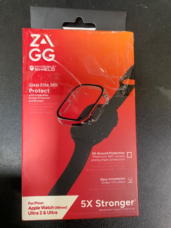 Photo 1 of ZAGG InvisibleShield Glass Elite 360 for Apple Watch Ultra, Watch Size: 49mm Face, Integrated Bumper and Screen Protector for 360-degree protection – Advanced clarity