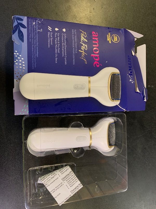 Photo 1 of Amopé Pedi Perfect Electric Callus Remover Foot File w/ Diamond Crystals, Pedicure Tool for Feet, Removes Hard & Dead Skin, Feet Scrubber & Buffer, Splashproof, w/ Extra Coarse Roller Head, 1 Count