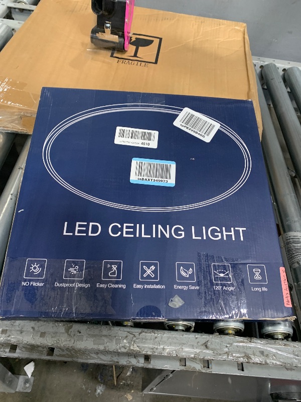 Photo 1 of 16 Inch Flush Mount Ceiling Light Fixture - 32W LED Ceiling Kitchen Light Fixtures 3200lm, 3000K/4500K/6000K Adjustable Light Fixture Ceiling Mount, Dimmable LED Light Fixture for Bathroom, Black