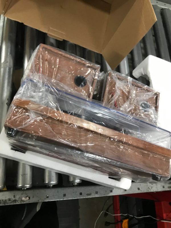 Photo 1 of WOCKODER Record Player with Speakers, 3-Speed Vinyl Record Player with Dual Stereo Speakers Support Wireless Connection RCA Output Aux in USB Vintage Design Turntable Redbrown, R612