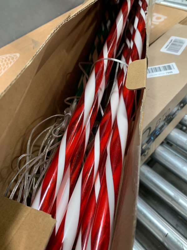 Photo 1 of 12 Pcs 36 Inch Giant Christmas Candy Cane Lights Christmas Pathway Walkway Lights Outdoor LED Decorations, Extra Large Yard Pathway Stake Lights for Lawn Garden Driveway Walkway Xmas Decor