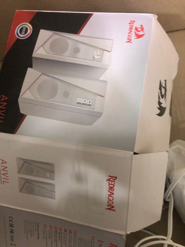 Photo 1 of Redragon GS520 RGB Desktop Speakers, 2.0 Channel PC Computer Stereo Speaker with 6 Colorful LED Modes, Enhanced Sound and Easy-Access Volume Control, USB Powered w/ 3.5mm Cable, White