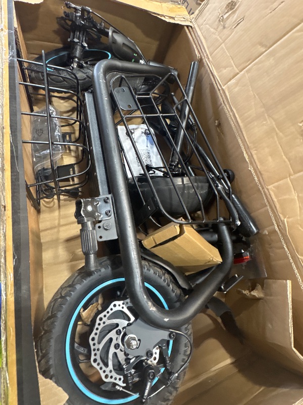 Photo 2 of ***NONREFUNDABLE - FOR PARTS ONLY - MAJOR DAMAGE - SEE COMMENTS***
Gyroor Adults Electric Scooter with Large Middle Basket, 550W Motor 18.6 MPH 20 Mile Distance, Foldable E-Scooter with seat for Pets & Cargo, C1S-FP9