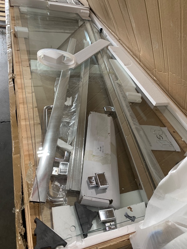 Photo 1 of Afaoel Quick Installation Shower Door, Full Frame Sliding Shower Door, 48 "x 74", Tempered Glass, SGCC Certified Transparent Tempered Glass Door Explosion Proof Film (Chrome-48IN)