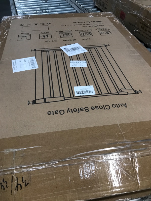 Photo 1 of 41" Extra Tall and Wide Baby Gate, 74.2-76.7'' Wide Pet Cat Gate for Doorway, Extra Wide Pressure Mounted Child Door with Expansion Kit, Metal Safe Gate, Tall Dog Gate, White