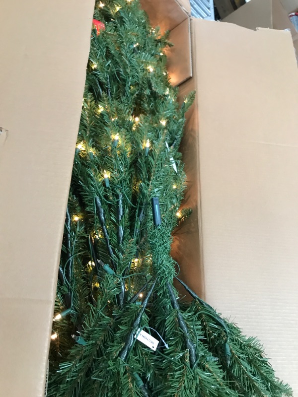 Photo 1 of National Tree Company Pre-Lit Artificial Full Christmas Tree, Green, Dunhill Fir, White Lights, Includes Stand, 7.5 Feet
