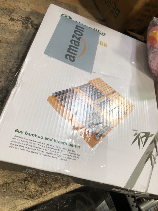 Photo 1 of Utoplike In-drawer Knife Block Bamboo Kitchen Knife Drawer Organizer, Large handle Steak knife Holder without Knives, Fit for 16 knives and 1 Sharpening Steel (Not Included)