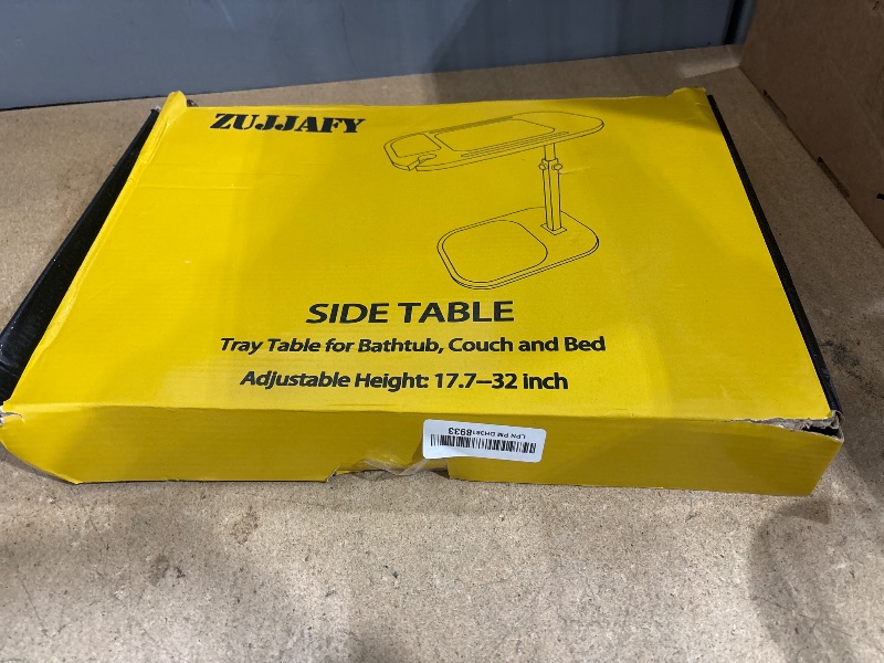 Photo 1 of ZUJJAFY TV Tray Table Adjustable Height Swivel Tray Tables for Couch, Acacia Wood Couch Side Table for Drinks, Snacks and Small Space, C Shaped End Table Couch Arm Table for Sofa, Bed or Chair