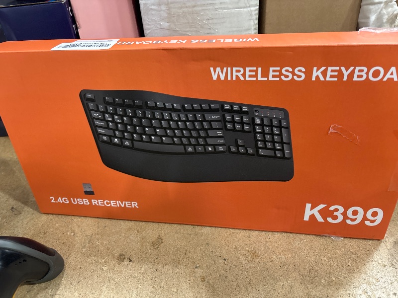 Photo 1 of EDJO Ergonomic Wireless Keyboard with Wrist Rest, Wave Keys, for Large Hands, 2.4GHz Full Size Ergo Cordless USB Computer Keyboard, Comfortable Natural Typing, for Laptop, Mac, Windows