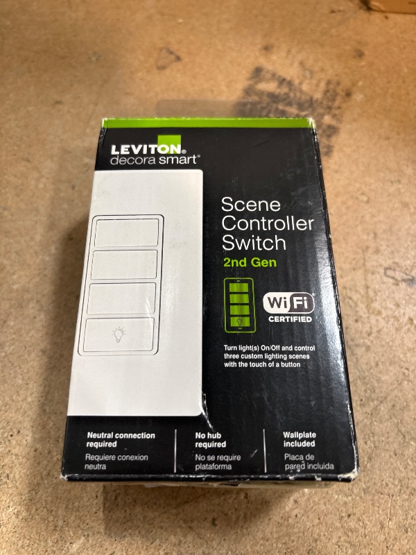 Photo 1 of Leviton Decora Smart Controller Switch, Wi-Fi 2nd Gen, Neutral Wire Required, Works with My Leviton, Alexa, Google Assistant, Apple Home/Siri, & Wired or Wire-Free 3-Way, D2SCS-1RW, White