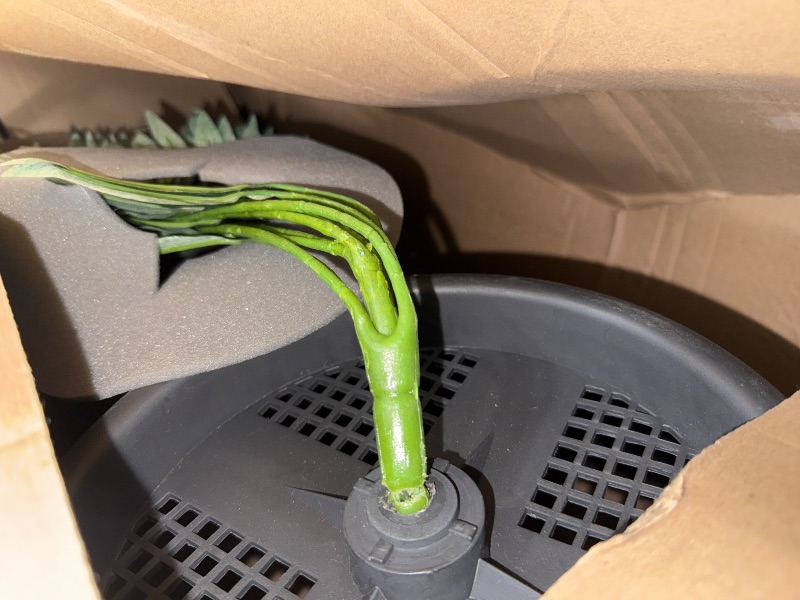 Photo 1 of Good Pet Stuff Hidden Litter Box Base Kit, Round Enclosed Cat Planter Furniture with Fake Plant, Hooded Vented Carbon Filter System for Odor Control, Easy to Clean, Made in USA, Black Suede