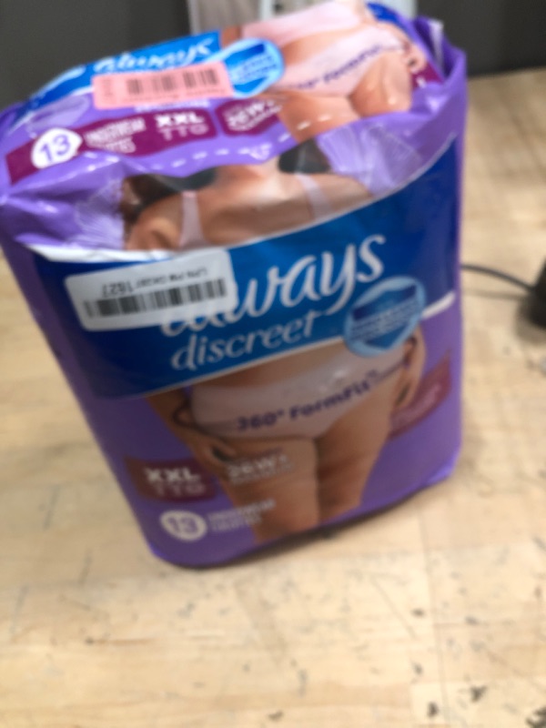Photo 1 of Always Discreet Adult Incontinence Underwear for Women and Postpartum Underwear, XXL, Up to 100%* Bladder Leak Protection, 52 CT,