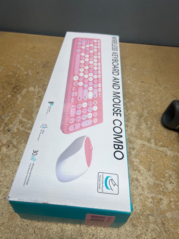 Photo 1 of Wireless Keyboard and Mouse Combo, Retro Typewriter Wireless Keyboard with Round Keycaps, 2.4GHz Full-Size USB Cute Wireless Keyboard Mouse for Computer, Desktop, Laptop and Computer (AllWhite)