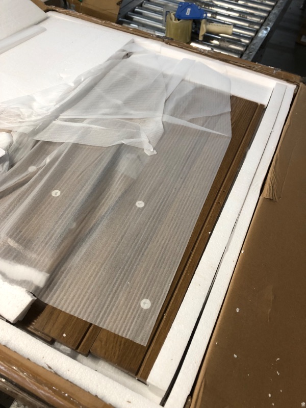 Photo 1 of YITAHOME Farmhouse Coffee Tables Square Coffee Table for Living Room Wood LED Coffee Table with Storage Modern Living Room Tables with 2 Drawers,Brown