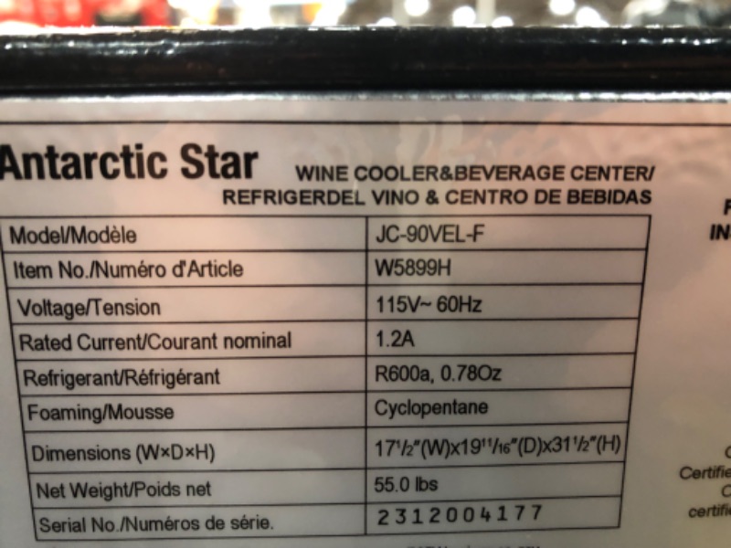 Photo 1 of Antarctic Star Beverage Refrigerator Cooler -120 Can Mini Fridge Glass Door for Soda Beer or Wine Constant Glass Door Small Drink Dispenser Clear Front Door for Home, Office Bar 3.2cu.ft