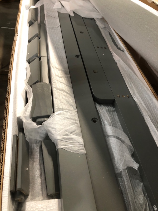 Photo 1 of *partial set box 2 of 2 only** BOVZA Twin Over Twin Bunk Bed with Built-in Shelves Beside Both Upper and Down Bed and Storage Drawer, for Kids, Teens, Adults, Gray