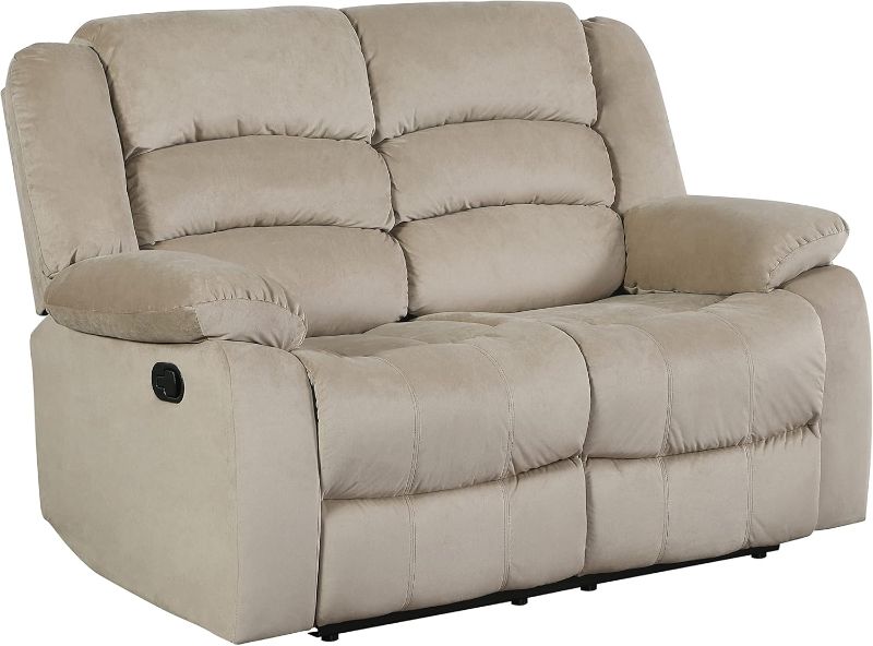 Photo 1 of *BOTH RECLINE//COLOR MAY VARY**Blackjack Furniture Winthrop Microfiber, Modern Recliner Chair for Living Room and Home Theater, 60" L x 35" W x 40" H, Den Loveseat, Beige
