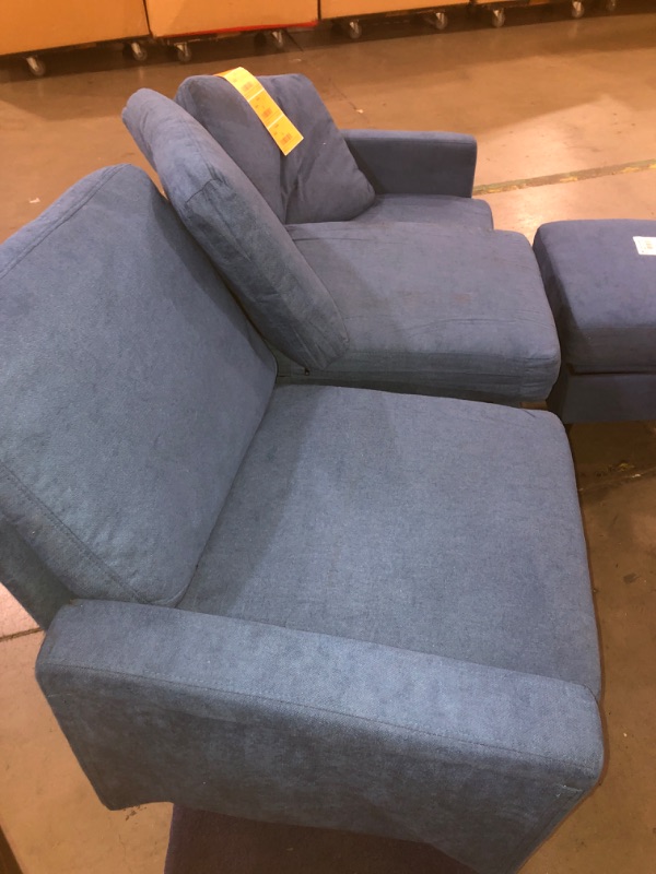 Photo 1 of *NO LEGS//COLOR FADED*L Shape Sofa Couch Modern Upholstered 3-Seater Sofa with Storage Reversible Ottoman, Convertible Combination Sofa for Living Room, Bedroom (Navy Blue)
